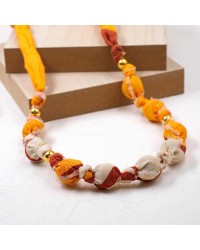 KokkosAmmou Long Necklace Handmade necklace made of fabric with gold-plated parts
