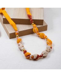KokkosAmmou Long Necklace Handmade necklace made of fabric with gold-plated parts