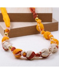 KokkosAmmou Long Necklace Handmade necklace made of fabric with gold-plated parts
