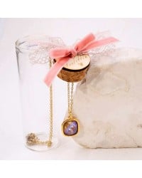 Κολιέ κρύσταλλο Swarovski σε γυάλινο μπουκαλάκι Xειροποίητo επίχρυσο κολιέ με κρύσταλλο Swarovski σε γυάλινο μπουκαλάκι