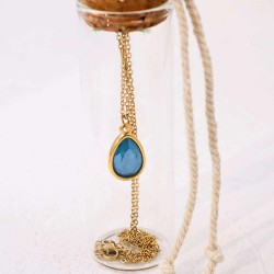 Xειροποίητo επίχρυσο κολιέ με κρύσταλλο Swarovski σε γυάλινο μπουκαλάκι 