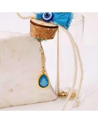 Κολιέ κρύσταλλο Swarovski σε γυάλινο μπουκαλάκι Xειροποίητo επίχρυσο κολιέ με κρύσταλλο Swarovski σε γυάλινο μπουκαλάκι
