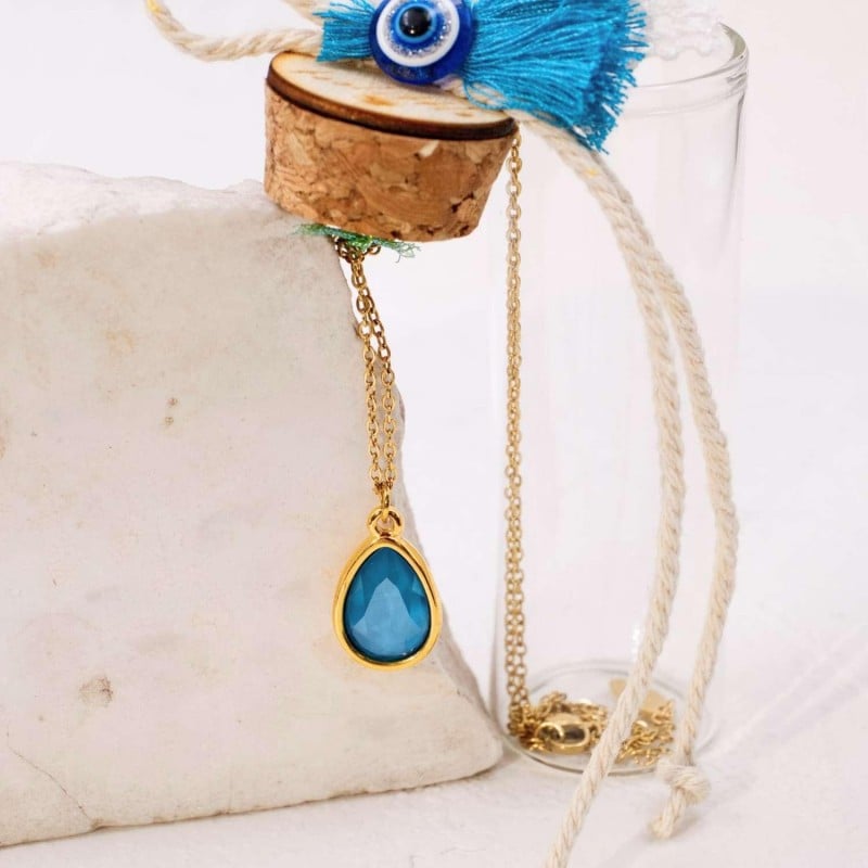 Κολιέ κρύσταλλο Swarovski σε γυάλινο μπουκαλάκι Xειροποίητo επίχρυσο κολιέ με κρύσταλλο Swarovski σε γυάλινο μπουκαλάκι