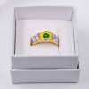 Gold-plated ring of stainless steel with enamel and deluxe gift box