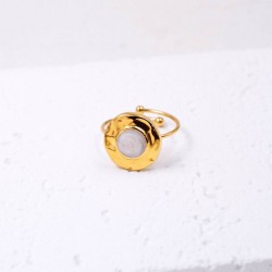 Επίχρυσο δαχτυλίδι από ανοξείδωτο ατσάλι με σμάλτο