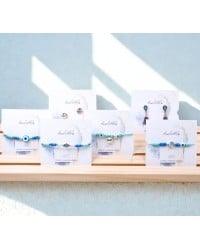 Μακραμέ βραχιόλι με μεταλλική καρδιά Χειροποίητο μακραμέ βραχιόλι με μεταλλική καρδιά και κεραμικό μάτι