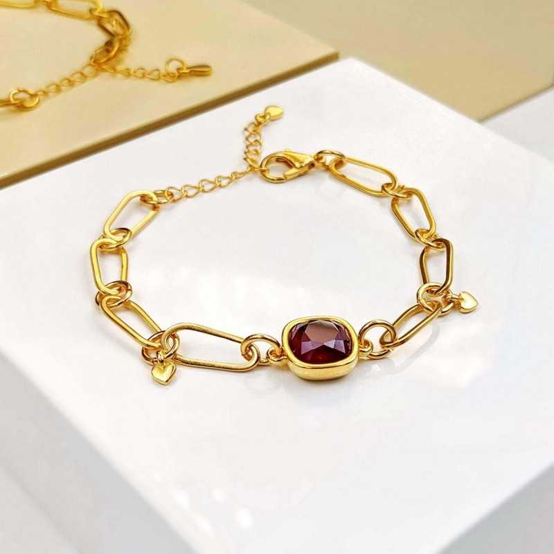 Γυναικείο βραχιόλι αλυσίδα σε επιμετάλλωση χρυσό 24Κ με κρύσταλλο Αυστρίας 