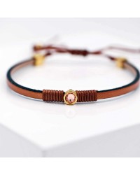 Leather bracelet with Swarovski crystal Leather bracelet with Swarovski crystal in gold-plating