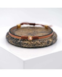 Leather bracelet with Swarovski crystal Leather bracelet with Swarovski crystal in gold-plating