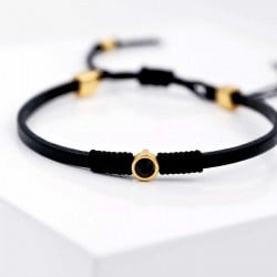 Δερμάτινο βραχιόλι γυναικείο με κρύσταλλο Swarovski σε επίχρυση επιμετάλλωση