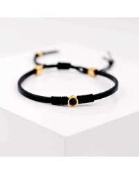Leather bracelet with Swarovski crystal Leather bracelet with Swarovski crystal in gold-plating