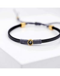 Leather bracelet with Swarovski crystal Leather bracelet with Swarovski crystal in gold-plating