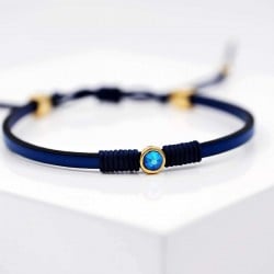 Δερμάτινο βραχιόλι γυναικείο με κρύσταλλο Swarovski σε επίχρυση επιμετάλλωση