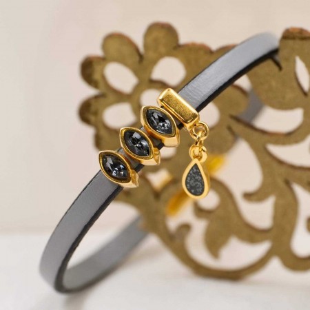 Δερμάτινο Βραχιόλι με Κρύσταλλα Δερμάτινο Βραχιόλι με Κρύσταλλα