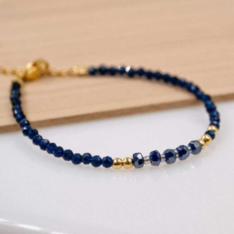 Χειροποίητο βραχιόλι από ανοξείδωτο ατσάλι με επίχρυση επιμετάλλωση και κρύσταλλα