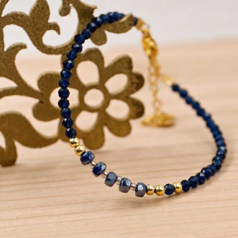 Χειροποίητο βραχιόλι από ανοξείδωτο ατσάλι με επίχρυση επιμετάλλωση και κρύσταλλα