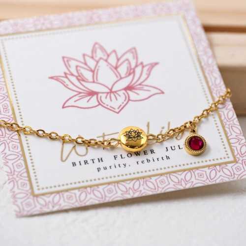 Βραχιόλι αλυσίδα με λουλούδι γέννησης και κρύσταλλο Αυστρίας Βραχιόλι αλυσίδα σε επίχρυση επιμετάλλωση με λουλούδι γέννησης και κρύσταλλο Αυστρίας