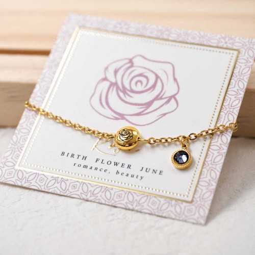 Βραχιόλι αλυσίδα με λουλούδι γέννησης και κρύσταλλο Αυστρίας Βραχιόλι αλυσίδα σε επίχρυση επιμετάλλωση με λουλούδι γέννησης και κρύσταλλο Αυστρίας