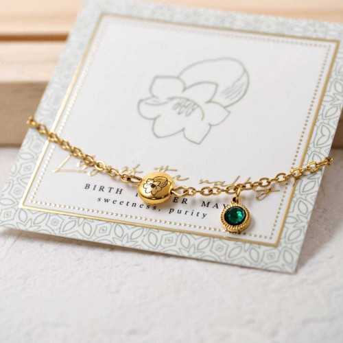 Βραχιόλι αλυσίδα με λουλούδι γέννησης και κρύσταλλο Αυστρίας Βραχιόλι αλυσίδα σε επίχρυση επιμετάλλωση με λουλούδι γέννησης και κρύσταλλο Αυστρίας