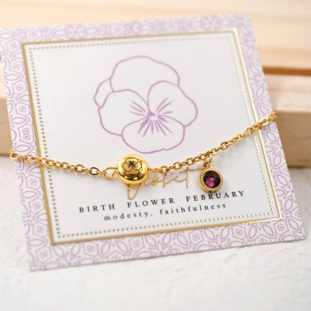 Bracelet with Birth Flower - February