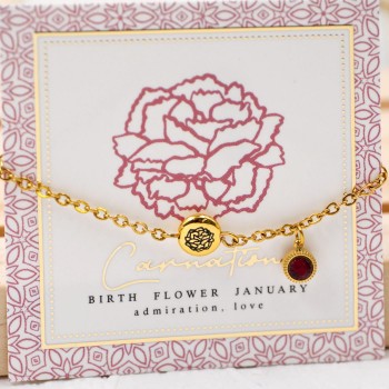 Bracelet with Birth Flower - January