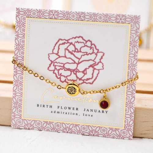 Βραχιόλι αλυσίδα με λουλούδι γέννησης και κρύσταλλο Αυστρίας Βραχιόλι αλυσίδα σε επίχρυση επιμετάλλωση με λουλούδι γέννησης και κρύσταλλο Αυστρίας