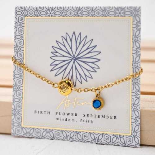 Βραχιόλι αλυσίδα με λουλούδι γέννησης και κρύσταλλο Αυστρίας Βραχιόλι αλυσίδα σε επίχρυση επιμετάλλωση με λουλούδι γέννησης και κρύσταλλο Αυστρίας