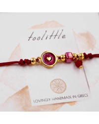 Makrame bracelet with gold-plated enamelled parts Handmade makrame bracelet made of high quality cord with gold-plated enamelled parts