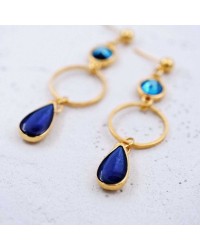 Σκουλαρίκια με κρύσταλλα Swarovski και σταγόνες από γυαλί Σκουλαρίκια με κρίκους, κρύσταλλα Swarovski και σταγόνες από γυαλί vitraux