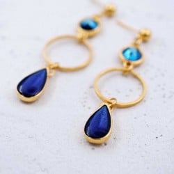 Σκουλαρίκια με κρίκους, κρύσταλλα Swarovski και σταγόνες από γυαλί vitraux