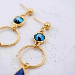 Σκουλαρίκια με κρίκους, κρύσταλλα Swarovski και σταγόνες από γυαλί vitraux