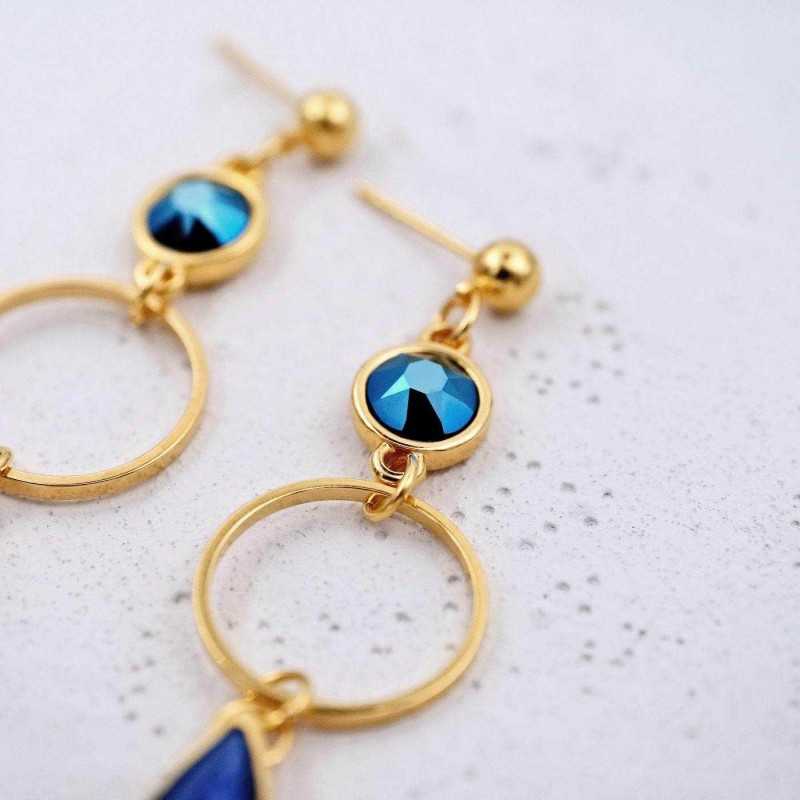 Σκουλαρίκια με κρύσταλλα Swarovski και σταγόνες από γυαλί Σκουλαρίκια με κρίκους, κρύσταλλα Swarovski και σταγόνες από γυαλί vitraux