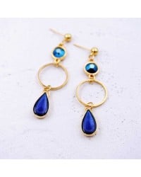 Σκουλαρίκια με κρύσταλλα Swarovski και σταγόνες από γυαλί Σκουλαρίκια με κρίκους, κρύσταλλα Swarovski και σταγόνες από γυαλί vitraux