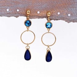 Σκουλαρίκια με κρίκους, κρύσταλλα Swarovski και σταγόνες από γυαλί vitraux