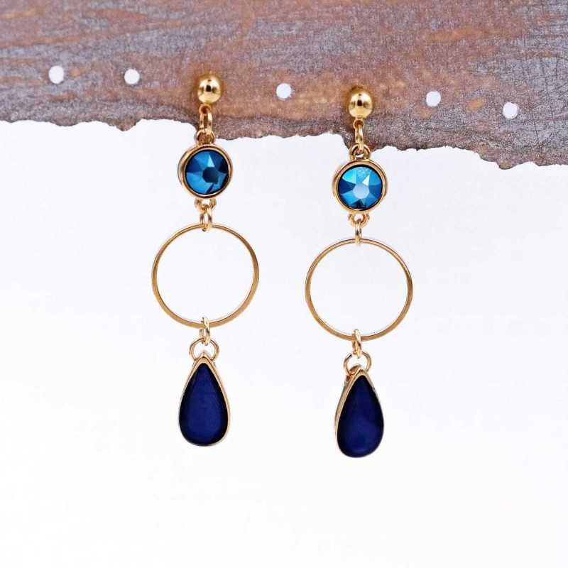Σκουλαρίκια με κρύσταλλα Swarovski και σταγόνες από γυαλί Σκουλαρίκια με κρίκους, κρύσταλλα Swarovski και σταγόνες από γυαλί vitraux