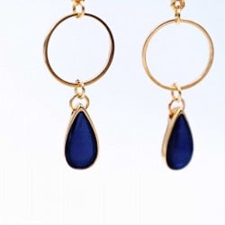 Σκουλαρίκια με κρίκους, κρύσταλλα Swarovski και σταγόνες από γυαλί vitraux