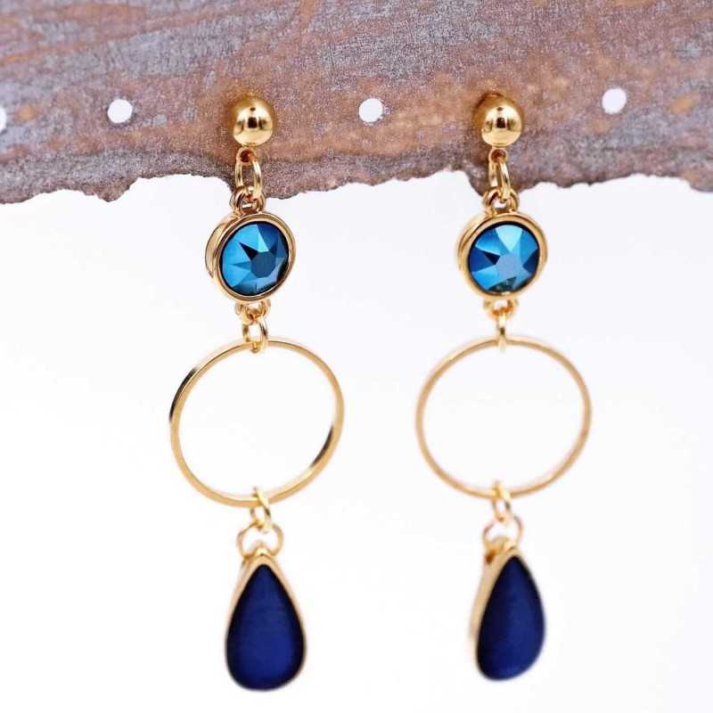 Σκουλαρίκια με κρύσταλλα Swarovski και σταγόνες από γυαλί Σκουλαρίκια με κρίκους, κρύσταλλα Swarovski και σταγόνες από γυαλί vitraux
