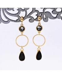 Earrings with hoops, Swarovski crystals and vitraux drops Earrings with hoops, Swarovski crystals and vitraux drops