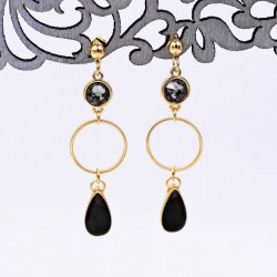 Σκουλαρίκια με κρίκους, κρύσταλλα Swarovski και σταγόνες από γυαλί vitraux