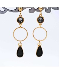 Earrings with hoops, Swarovski crystals and vitraux drops Earrings with hoops, Swarovski crystals and vitraux drops