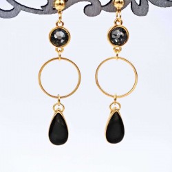 Σκουλαρίκια με κρίκους, κρύσταλλα Swarovski και σταγόνες από γυαλί vitraux