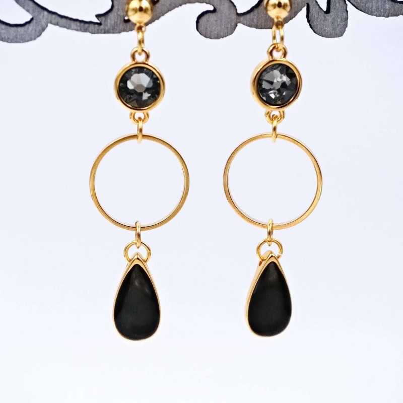 Earrings with hoops, Swarovski crystals and vitraux drops Earrings with hoops, Swarovski crystals and vitraux drops