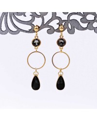 Earrings with hoops, Swarovski crystals and vitraux drops Earrings with hoops, Swarovski crystals and vitraux drops