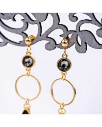 Earrings with hoops, Swarovski crystals and vitraux drops Earrings with hoops, Swarovski crystals and vitraux drops
