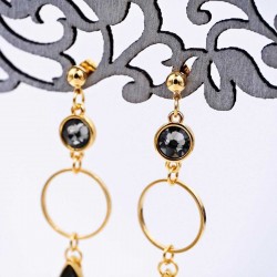Σκουλαρίκια με κρίκους, κρύσταλλα Swarovski και σταγόνες από γυαλί vitraux