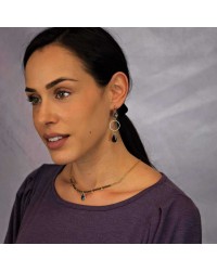 Earrings with hoops, Swarovski crystals and vitraux drops Earrings with hoops, Swarovski crystals and vitraux drops