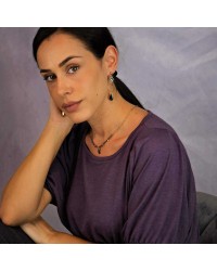 Earrings with hoops, Swarovski crystals and vitraux drops Earrings with hoops, Swarovski crystals and vitraux drops