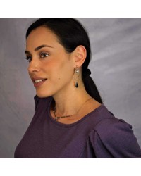 Earrings with hoops, Swarovski crystals and vitraux drops Earrings with hoops, Swarovski crystals and vitraux drops