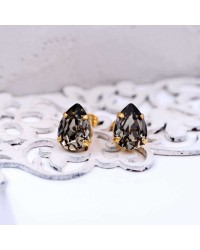 Stud earrings with crystals Stud earrings with crystals in 24Κ gold-plating