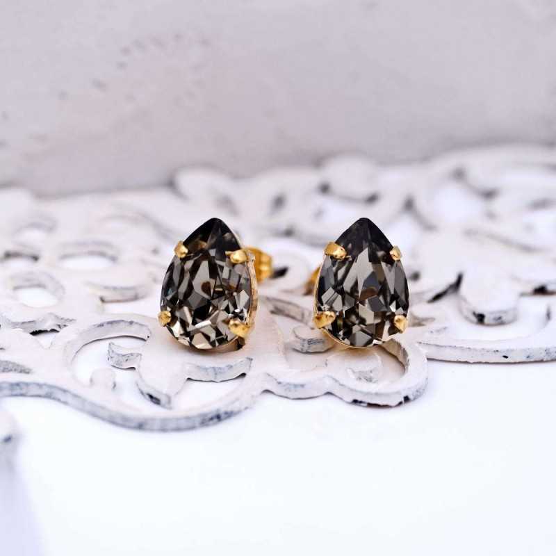 Stud earrings with crystals Stud earrings with crystals in 24Κ gold-plating